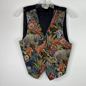 Vintage Mirrors Elephant Panda Zebra Safari Vest Size Medium